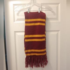 Maroon and gold tassel scarf